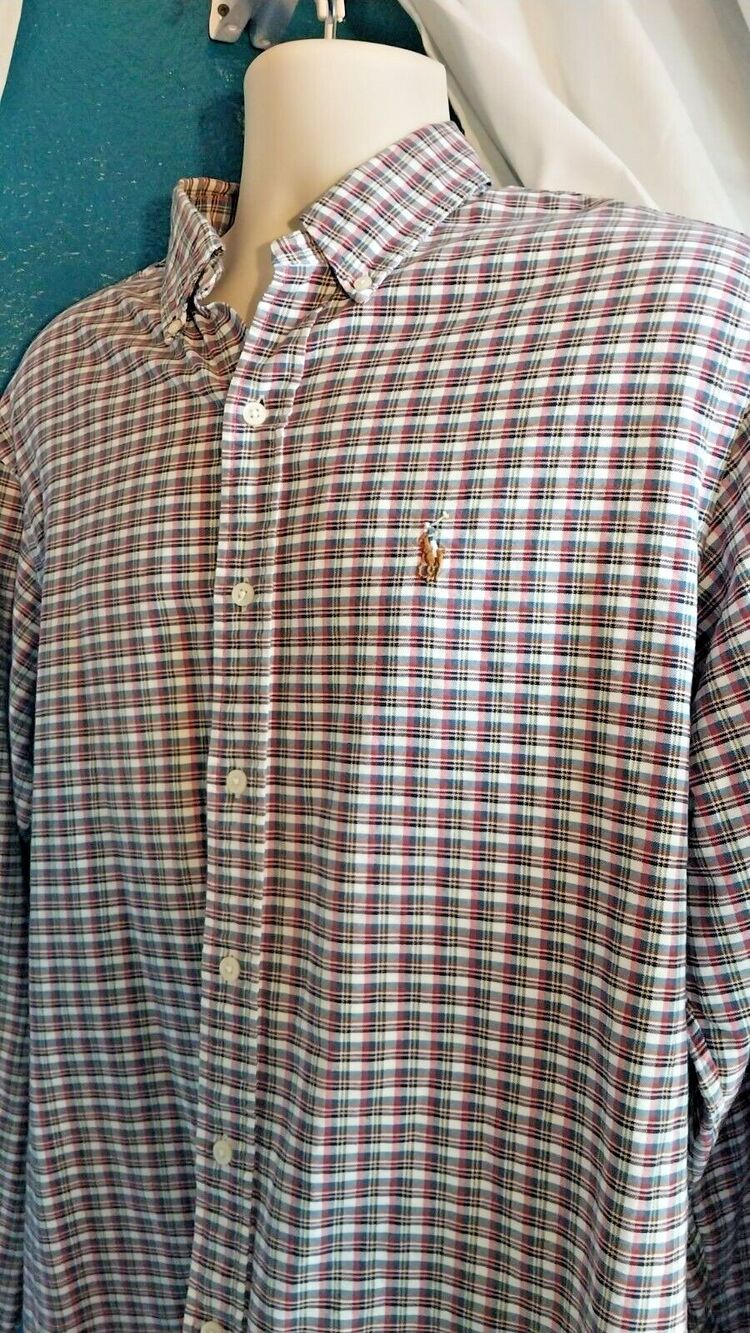Ralph Lauren Polo Men's CUSTOM FIT Long Sleeve Multicolored Check Shirt XL